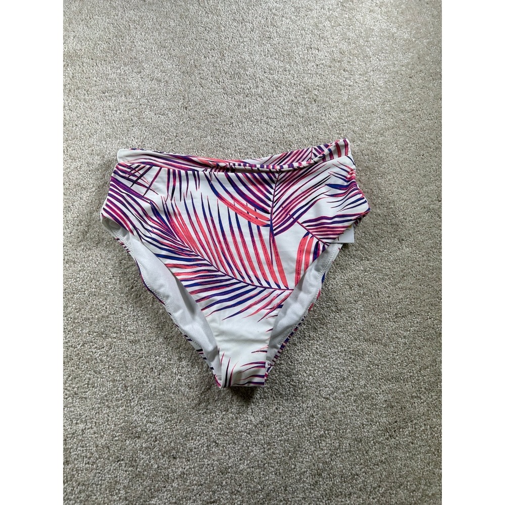 Raisins Swimwear Women's White Pink Purple M High Waist Bikini Bottom